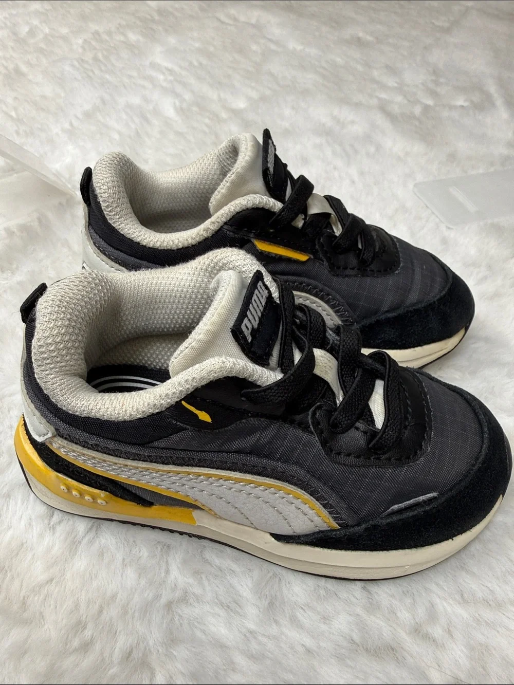 Puma City Rider Electric Sneaker Toddler Boy 7C Child Black Yellow SlipOn Walker